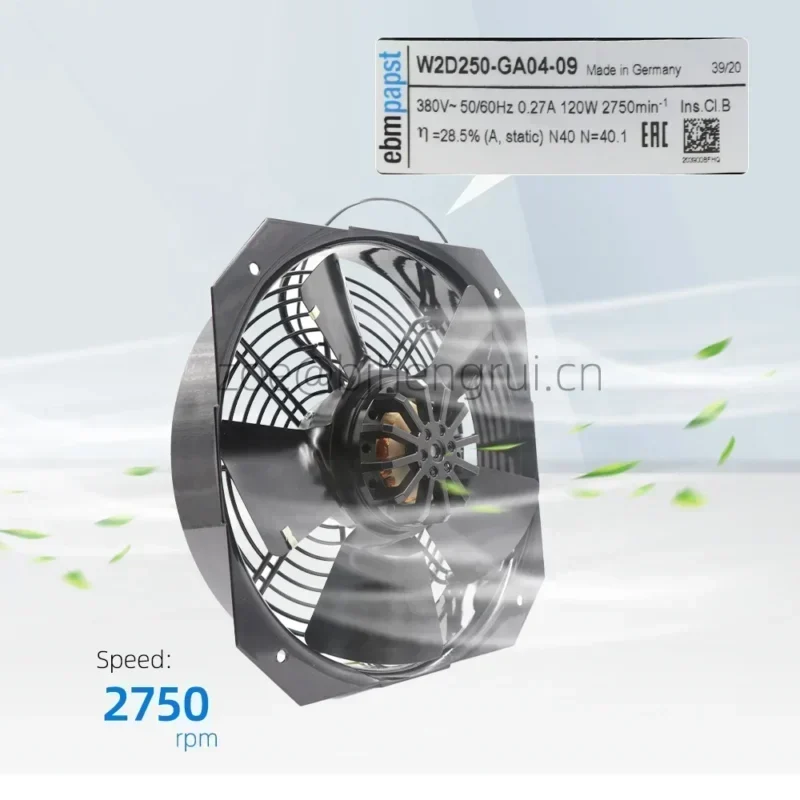 Ebmpapst W2D250-GA04-09 250mm 120W 0.27A 400V AC 2750RPM 225 M3/h Spindle Siemens Axial Fan Ebmpapst W2D250-GA04-09 250mm 120W 0.27A 400V AC 2750RPM 225 M3/h Spindle Siemens Axial Fan