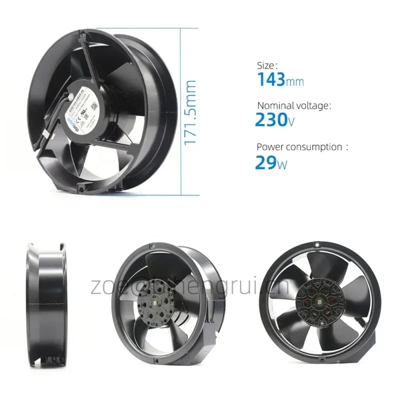 Ebmpapst W2E143-AB09-06 230V AC 24W 30W 172x172x51mm 294CFM 3300RPM Resistant Fan Ebmpapst W2E143-AB09-06 230V AC 24W 30W 172x172x51mm 294CFM 3300RPM Resistant Fan