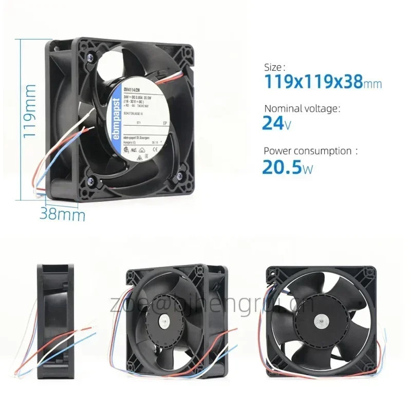 ebmpapst DV4114/2N 12038 24V DC 850mA 20.5W 120x120x38mm KUKA Robot Control Axial Fan ebmpapst DV4114/2N 12038 24V DC 850mA 20.5W 120x120x38mm KUKA Robot Control Axial Fan