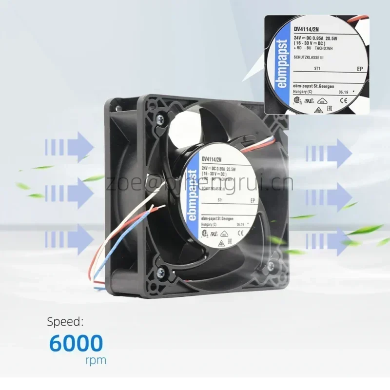 ebmpapst DV4114/2N 12038 24V DC 850mA 20.5W 120x120x38mm KUKA Robot Control Axial Fan ebmpapst DV4114/2N 12038 24V DC 850mA 20.5W 120x120x38mm KUKA Robot Control Axial Fan
