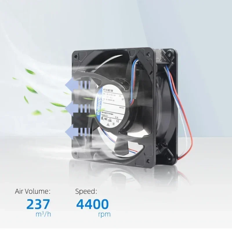 ebmpapst 4114N/2xH 24V DC 120x120x38mm 11W 12038 440RPM 12cm Industrial Fan 4114N/2H4 ebmpapst 4114N/2xH 24V DC 120x120x38mm 11W 12038 440RPM 12cm Industrial Fan 4114N/2H4