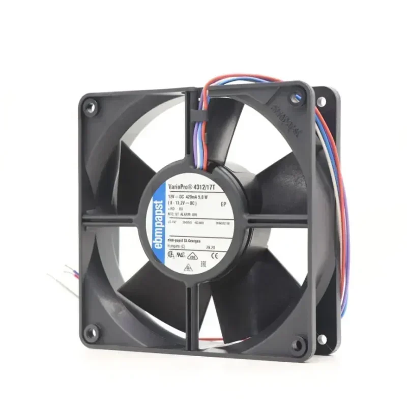 ebmpapst 4312/17V 12V DC 380mA 4.6W 12038 12cm 120x120x32mm 170m3/h Axial Fan ebmpapst 4312/17V 12V DC 380mA 4.6W 12038 12cm 120x120x32mm 170m3/h Axial Fan