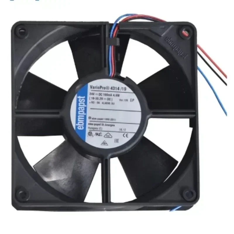 ebmpapst 4314/19-189 119x119x32mm 12cm 4.6W 24V DC 2800rpm 0.19A 606CFM Robot Axial Fan ebmpapst 4314/19-189 119x119x32mm 12cm 4.6W 24V DC 2800rpm 0.19A 606CFM Robot Axial Fan