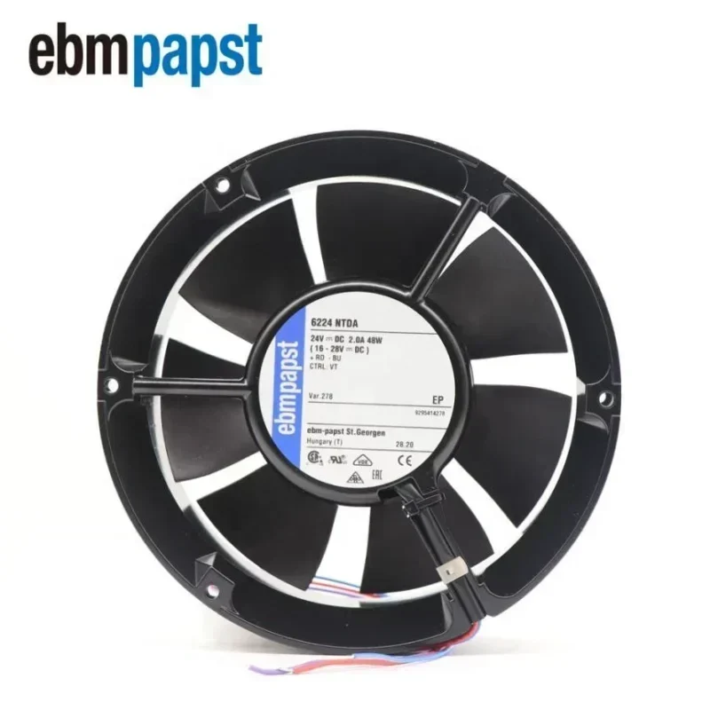 ebmpapst 6224NU 17251 172x51mm 24V DC 390m3/h 3400RPM 18W Axial Fan ebmpapst 6224NU 17251 172x51mm 24V DC 390m3/h 3400RPM 18W Axial Fan
