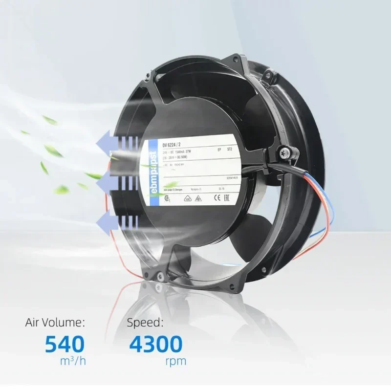 ebmpapst DV6224/2 24V DC 40W 317CFM 1.54 a High Speed Siemens Brushless Axial Fan DV6224/2TDA-816 ebmpapst DV6224/2 24V DC 40W 317CFM 1.54 a High Speed Siemens Brushless Axial Fan DV6224/2TDA-816