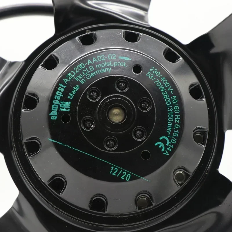 ebmpapst A2D200-AA02-02 230V/400V AC 53W 200mm 2800RPM Siemens Motor Axial Fan ebmpapst A2D200-AA02-02 230V/400V AC 53W 200mm 2800RPM Siemens Motor Axial Fan