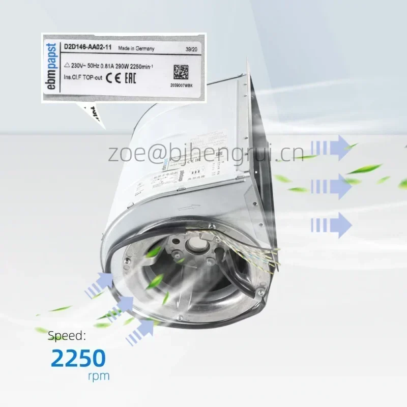 ebmpapst D2D146-AA02-11 230V AC 290W 0.81A 2250RPM ABB Schneider Siemens Double Inlet Forward Centrifugal Fans ebmpapst D2D146-AA02-11 230V AC 290W 0.81A 2250RPM ABB Schneider Siemens Double Inlet Forward Centrifugal Fans