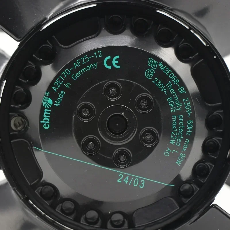 ebmpapst A2E170-AF25-12 M2E068-BF 230V AC 122W 130mm 2700RPM 0.45A Outer Rotor Axial Fan ebmpapst A2E170-AF25-12 M2E068-BF 230V AC 122W 130mm 2700RPM 0.45A Outer Rotor Axial Fan