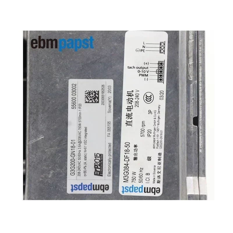 ebmpapst G3G200-GN18-01 230V 750W 200mm Gas Boiler Heating Condensing Boilers Printing Centrifugal Fan ebmpapst G3G200-GN18-01 230V 750W 200mm Gas Boiler Heating Condensing Boilers Printing Centrifugal Fan