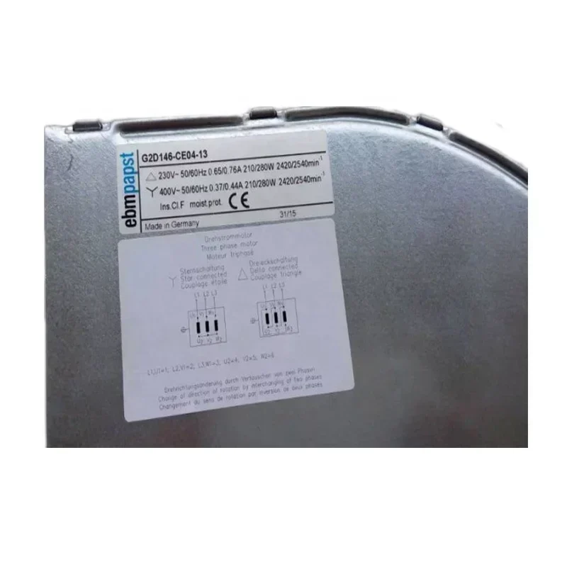 ebmpapst G2D146-CE04-13 230V AC 0.65A 210W 2420RPM IP44 Cutting Machine Blower Centrifugal Fan ebmpapst G2D146-CE04-13 230V AC 0.65A 210W 2420RPM IP44 Cutting Machine Blower Centrifugal Fan