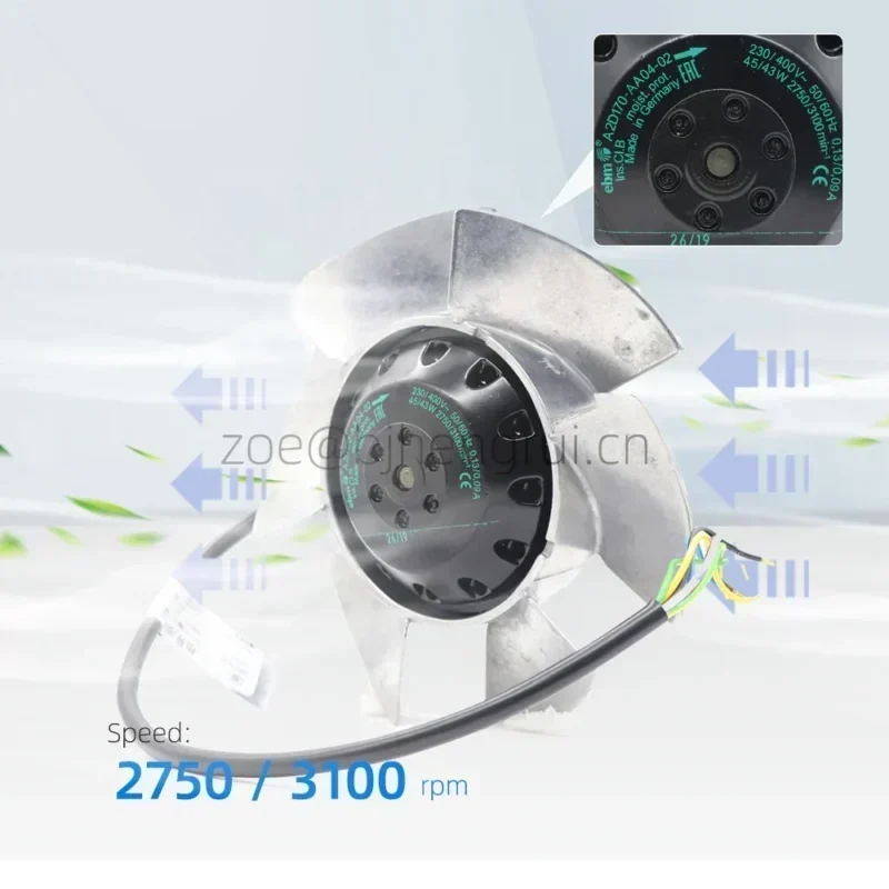 ebmpapst A2D170-AA04-02 170mm 43W 230V AC 0.13A 2750RPM Servo Motor Axial Fan ebmpapst A2D170-AA04-02 170mm 43W 230V AC 0.13A 2750RPM Servo Motor Axial Fan