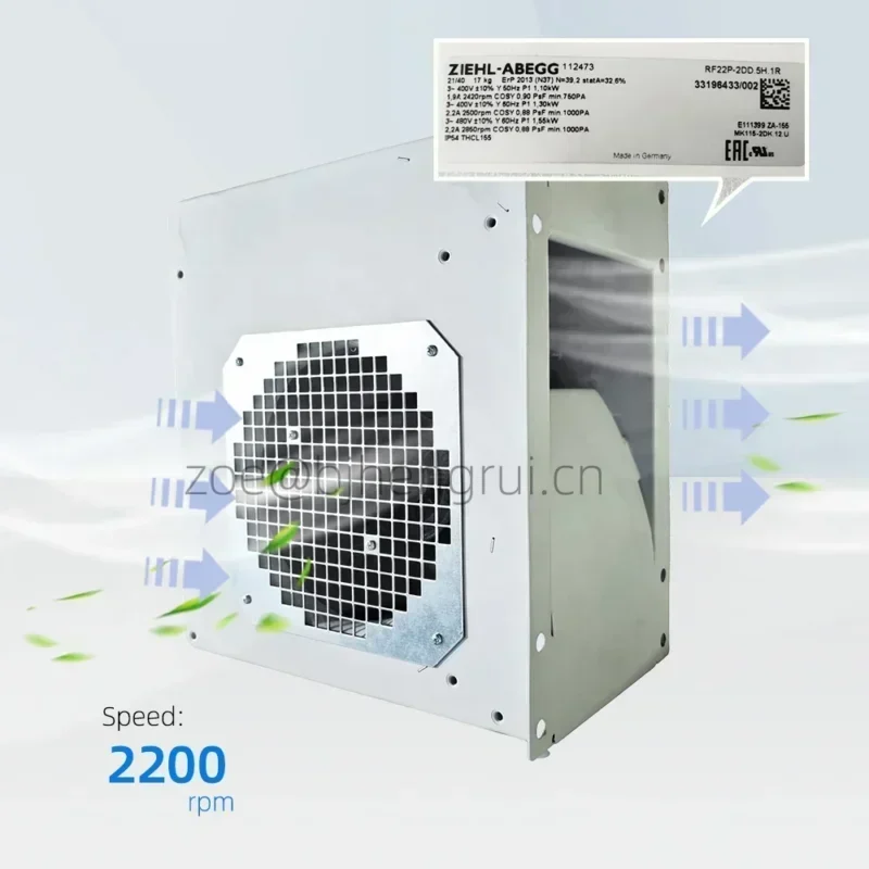 Ziehl-abegg RF22P-2DD.5H.1R 400V AC 1100W 1.9A 2420RPM 220mm Siemens Motor Fan Ziehl-abegg RF22P-2DD.5H.1R 400V AC 1100W 1.9A 2420RPM 220mm Siemens Motor Fan