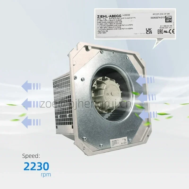 Ziehl Abegg RF22P-2DK.3F.5R 430597048 220mm 400V AC 490W 0.9A 2320RPM Siemens 1PH7 Servo Spindle Centrifugal Fan Ziehl Abegg RF22P-2DK.3F.5R 430597048 220mm 400V AC 490W 0.9A 2320RPM Siemens 1PH7 Servo Spindle Centrifugal Fan