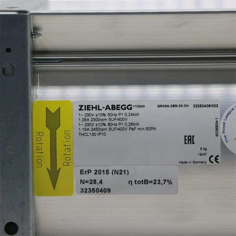 Ziehl-abegg QR08A-2EM.50.CH 230V AC 240W 500mm 2300RPM 1.05A 1270 M3/h Tangential (Cross Flow) Fan Ziehl-abegg QR08A-2EM.50.CH 230V AC 240W 500mm 2300RPM 1.05A 1270 M3/h Tangential (Cross Flow) Fan