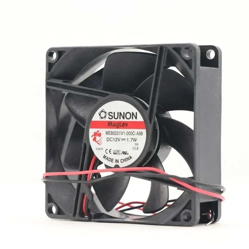 SUNON ME80251V1-000C-A99 12V DC 1.7W 8CM 8025 80x80x25mm 69.7m3/h 33dBA Silent Axial Fan SUNON ME80251V1-000C-A99 12V DC 1.7W 8CM 8025 80x80x25mm 69.7m3/h 33dBA Silent Axial Fan