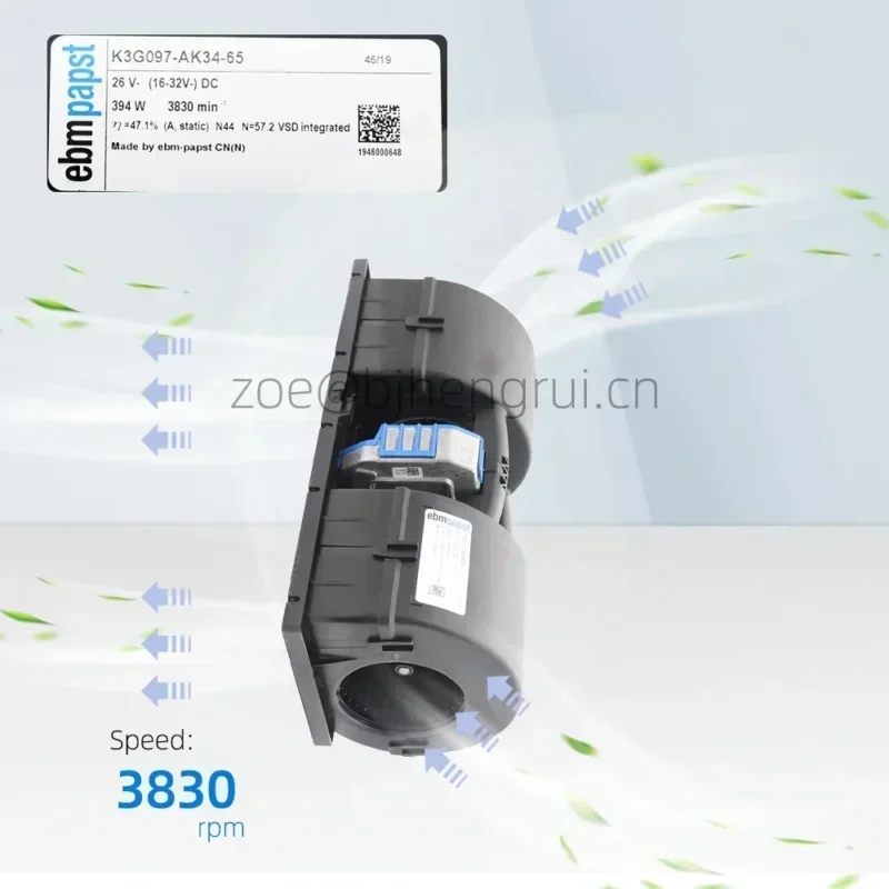 ebmpapst K3G097-AK34-65 26V DC 394W 15.2A 3830RPM Car Bus Air Conditioner Evaporator Centrifugal Fan ebmpapst K3G097-AK34-65 26V DC 394W 15.2A 3830RPM Car Bus Air Conditioner Evaporator Centrifugal Fan