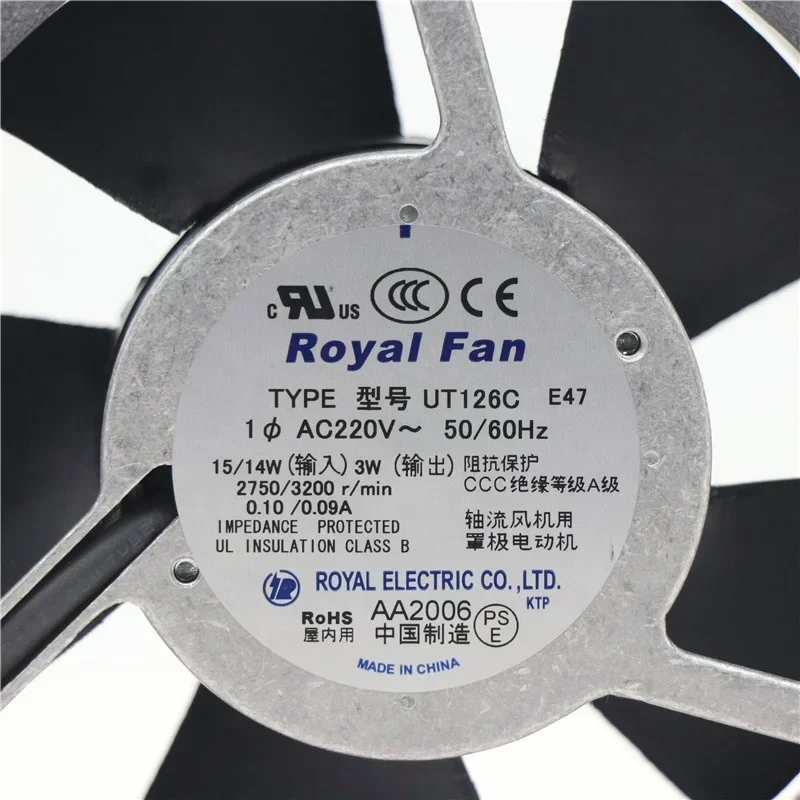 ROYAL FAN UT126C UT127C 12038 120x120x38mm 12cm 200V 2750RPM Aluminum Frame Elevator Axial Fan ROYAL FAN UT126C UT127C 12038 120x120x38mm 12cm 200V 2750RPM Aluminum Frame Elevator Axial Fan