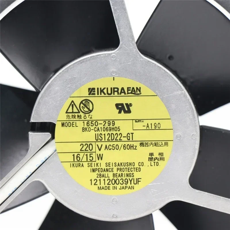 IKURA US12D22-GT 12038 220V 120x120x38mm16/15W Aluminum Frame Iron Leaf Resistant Axial Fan IKURA US12D22-GT 12038 220V 120x120x38mm16/15W Aluminum Frame Iron Leaf Resistant Axial Fan
