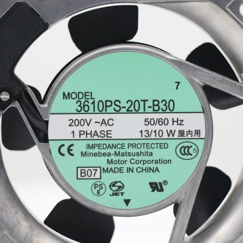 NMB-MAT 3610PS-20T-B30 3610PS-20T-B30-BD7 90x90x25mm 9cm 200V AC 13W 0.08A 28CFM 3250RPM Axial Fan NMB-MAT 3610PS-20T-B30 3610PS-20T-B30-BD7 90x90x25mm 9cm 200V AC 13W 0.08A 28CFM 3250RPM Axial Fan