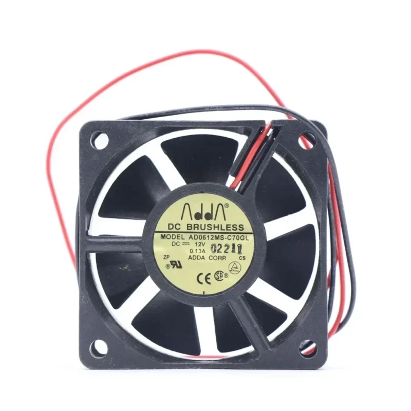 ADDA AD0612MS-C70GL 2 Line 6020 60x60x20mm 6cm 12V DC 0.13A 10.8CFM 4000RPM Chassis Power Supply Axial Fan