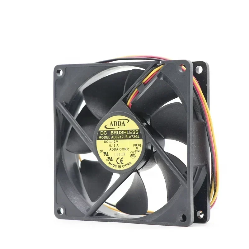 ADDA AD0912LB-A72GL 9CM 12V DC 0.13A 9025 90x90x25mm 1.56W 2300RPM CPU Chassis Axial Fan ADDA AD0912LB-A72GL 9CM 12V DC 0.13A 9025 90x90x25mm 1.56W 2300RPM CPU Chassis Axial Fan