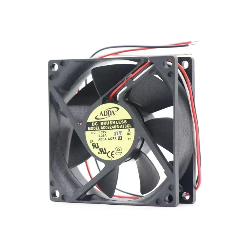 ADDA AD0824UB-A73GL 8025 80x80x25mm 24V DC 0.26A 3900RPM 6.24W 3 Wires Medical Dedicated Axial Fan ADDA AD0824UB-A73GL 8025 80x80x25mm 24V DC 0.26A 3900RPM 6.24W 3 Wires Medical Dedicated Axial Fan