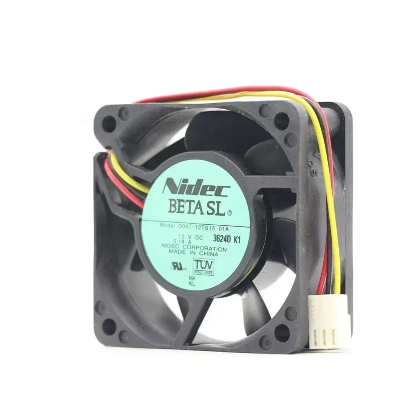 Nidec D06T-12TS15 01A 12V DC 0.18A 60x60x25mm 6cm 6025 2.16W 3800RPM Small Axial Fan Nidec D06T-12TS15 01A 12V DC 0.18A 60x60x25mm 6cm 6025 2.16W 3800RPM Small Axial Fan