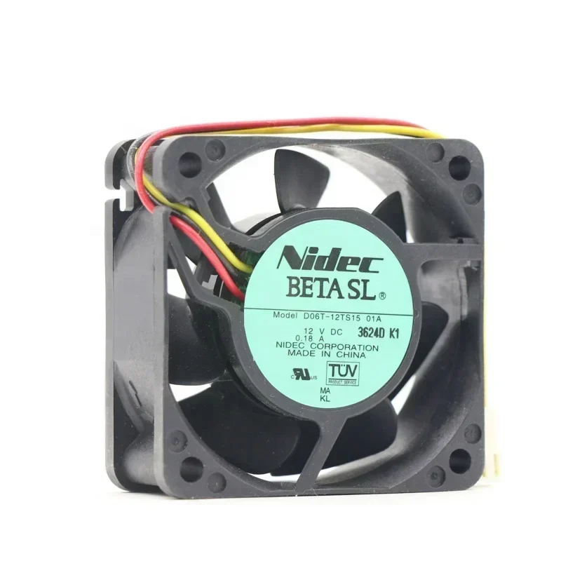 Nidec D06T-12TS15 01A 12V DC 0.18A 60x60x25mm 6cm 6025 2.16W 3800RPM Small Axial Fan Nidec D06T-12TS15 01A 12V DC 0.18A 60x60x25mm 6cm 6025 2.16W 3800RPM Small Axial Fan