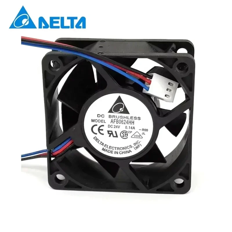 Delta AFB0624H 24V DC 0.11A 6cm 6025 60x60x25mm 4250rpm 2.64W Lead Wires Axial Fan