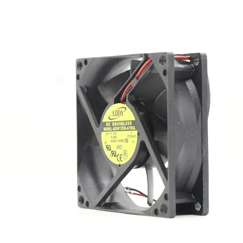 ADDA AD0812UB-A70GL 12V DC 0.30A 80x80x25mm 8025 8cm 3.6W 43.8CFM 3400RPM Chassis Axial Fan ADDA AD0812UB-A70GL 12V DC 0.30A 80x80x25mm 8025 8cm 3.6W 43.8CFM 3400RPM Chassis Axial Fan