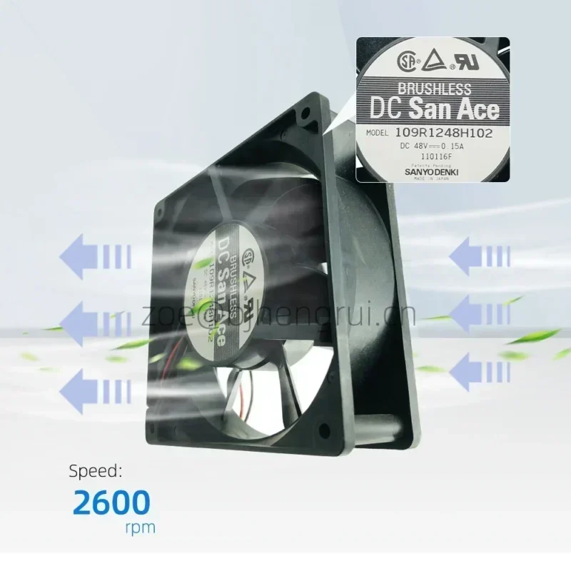 Sanyo 109R1248H102 48V DC 0.15A 12cm 120x120x38mm 12038 2 Wires Server Axial Fan Sanyo 109R1248H102 48V DC 0.15A 12cm 120x120x38mm 12038 2 Wires Server Axial Fan