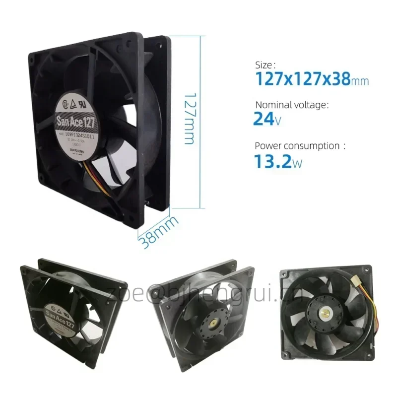 Sanyo 109P1324S1011 24V DC 0.55A 127x127x38mm 148.3CFM 3300rpm Axial Fan Sanyo 109P1324S1011 24V DC 0.55A 127x127x38mm 148.3CFM 3300rpm Axial Fan