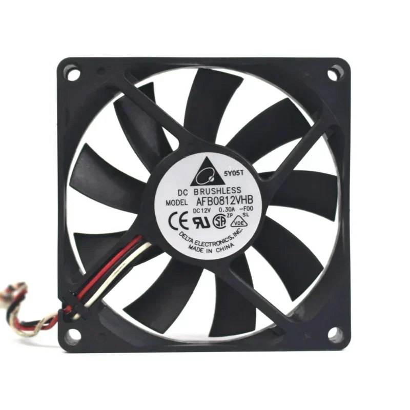 Delta 8CM 8025 12V DC 0.41A AFB0812VH 80x80x25mm 4000rpm 4.92W Chassis Power Supply Motherboard Axial Fan