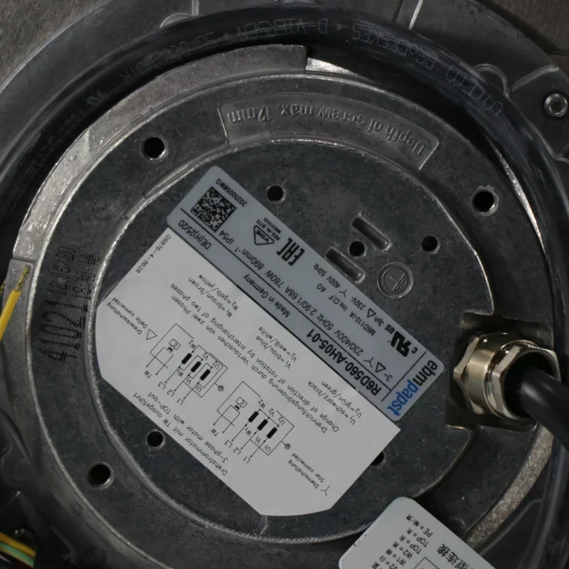 ebmpapst R6D560-AH05-01 780W 230V 400V AC 890RPM 2.9A /1.68A Schneider High Voltage Centrifugal Fan M6D110-IA ebmpapst R6D560-AH05-01 780W 230V 400V AC 890RPM 2.9A /1.68A Schneider High Voltage Centrifugal Fan M6D110-IA