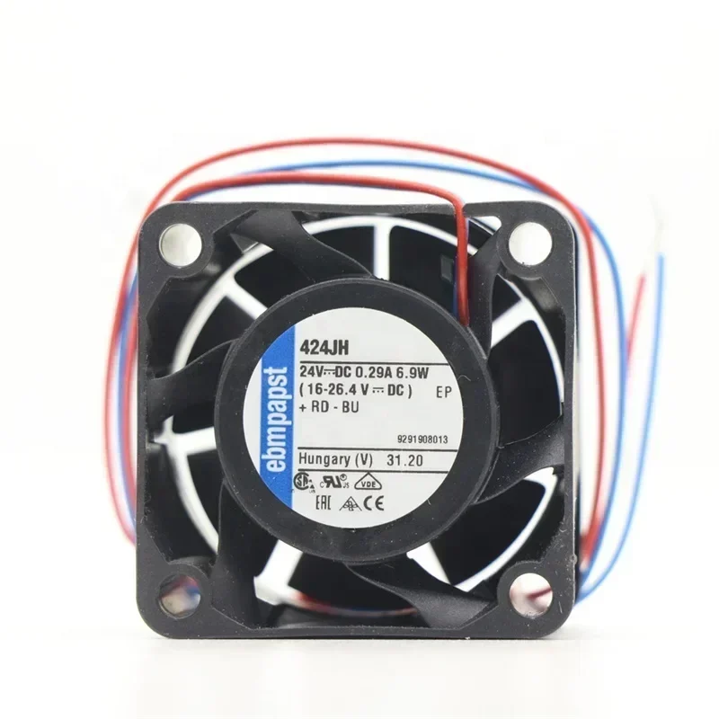 ebmpapst 424JH 4028 40x40x 28mm 24V DC 6.9W 38m3/h 17250rpm Battery Module Mini Axial Fan ebmpapst 424JH 4028 40x40x 28mm 24V DC 6.9W 38m3/h 17250rpm Battery Module Mini Axial Fan