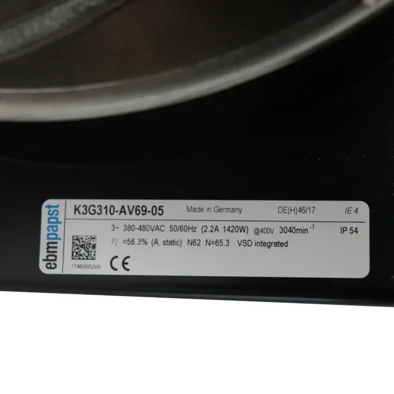 ebmpapst K3G310-AV69-05 400VAC 1400W rack Auxiliary Converter Centrifugal Fan ebmpapst K3G310-AV69-05 400VAC 1400W rack Auxiliary Converter Centrifugal Fan