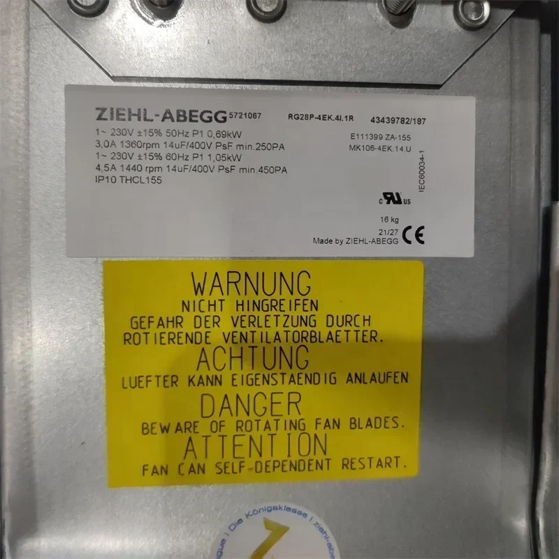 ebmpapst G4E280-BC23-05 6SL3362-0AG00-0AA1 RG28P-4EK.4I.1R 230V AC 690W 3.1A Siemens Centrifugal Fan ebmpapst G4E280-BC23-05 6SL3362-0AG00-0AA1 RG28P-4EK.4I.1R 230V AC 690W 3.1A Siemens Centrifugal Fan
