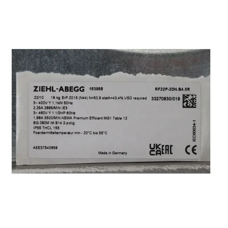 Ziehl-abegg RF22P-2DN.B4.5R Siemens 1PH7912-1AC15-0AA0 Centrifugal Fan 1PH7912-1AB14-0AA0 Ziehl-abegg RF22P-2DN.B4.5R Siemens 1PH7912-1AC15-0AA0 Centrifugal Fan 1PH7912-1AB14-0AA0