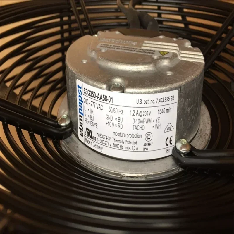 ebmpapst S3G350-AA58-01 M3G074-CF 230V AC 1.25A 1850W 1540RPM External Rotor IP44 Axial Fan ebmpapst S3G350-AA58-01 M3G074-CF 230V AC 1.25A 1850W 1540RPM External Rotor IP44 Axial Fan