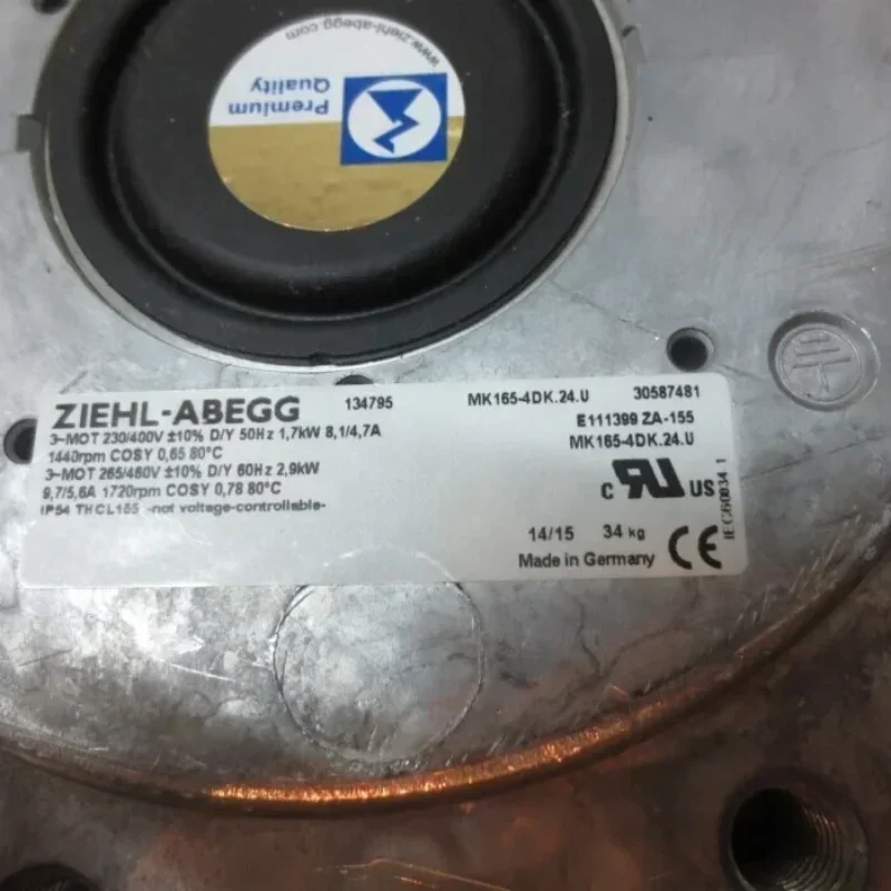 Ziehl-abegg MK165-4DK.24.U 123245 380V AC 3.5KW GA55 1670RPM Air Compressor Siemens Motor Fan Ziehl-abegg MK165-4DK.24.U 123245 380V AC 3.5KW GA55 1670RPM Air Compressor Siemens Motor Fan