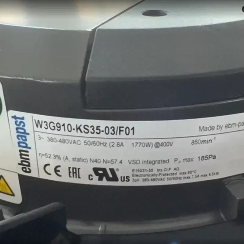 ebmpapst W3G910-KS35-03/F01 400V AC 2.8A 1770W 850RPM Axial Fan for Precision Air Conditioner Condenser ebmpapst W3G910-KS35-03/F01 400V AC 2.8A 1770W 850RPM Axial Fan for Precision Air Conditioner Condenser