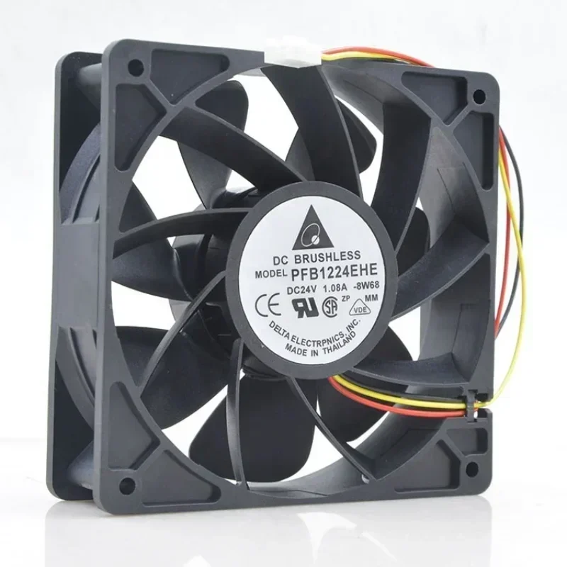Delta 12CM 24V DC 1.08A PFB1224EHE 120x120x38mm 12038 21.6W 4000RPM 200CFM ACS510 Axial Fan Delta 12CM 24V DC 1.08A PFB1224EHE 120x120x38mm 12038 21.6W 4000RPM 200CFM ACS510 Axial Fan