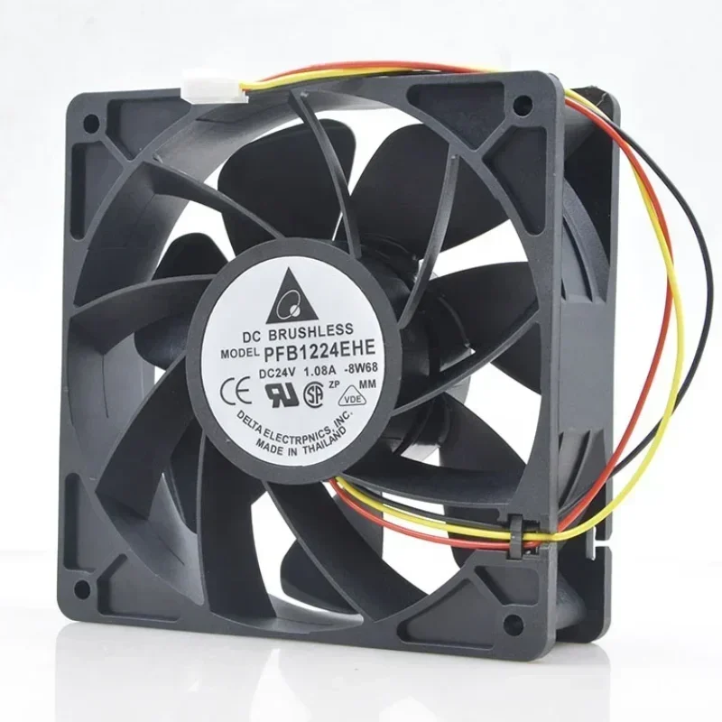 Delta 12CM 24V DC 1.08A PFB1224EHE 120x120x38mm 12038 21.6W 4000RPM 200CFM ACS510 Axial Fan Delta 12CM 24V DC 1.08A PFB1224EHE 120x120x38mm 12038 21.6W 4000RPM 200CFM ACS510 Axial Fan
