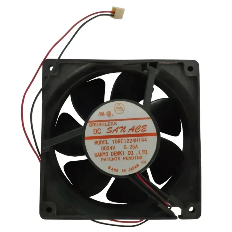 Sanyo 109E1224H144 24V DC 0.25A 120x120x38mm 12038 12cm 108CFM 2800RPM Double Axial Fan Sanyo 109E1224H144 24V DC 0.25A 120x120x38mm 12038 12cm 108CFM 2800RPM Double Axial Fan