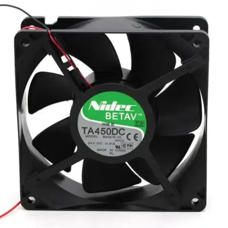 Nidec TA450DC B34978-55 24V DC 0.41A 12cm 12038 120x120x38mm 4.92W 3200RPM 112CFM Axial Fan Nidec TA450DC B34978-55 24V DC 0.41A 12cm 12038 120x120x38mm 4.92W 3200RPM 112CFM Axial Fan