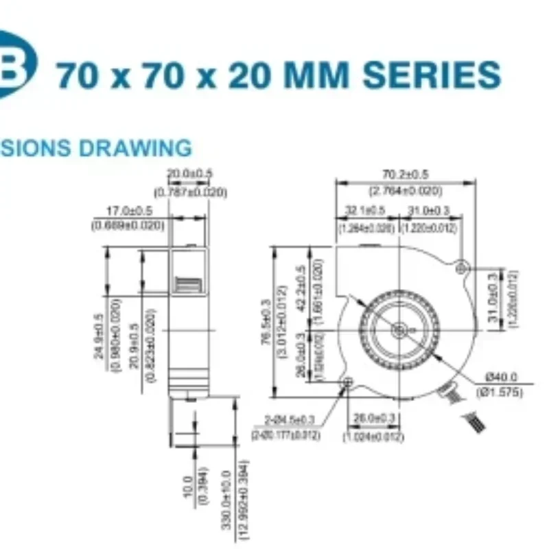 Delta BFB0712HH 7525 75x25mm 12V DC 15CFM 4500RPM 0.42A 5.04W 7.5CM Blower Axial Fan Delta BFB0712HH 7525 75x25mm 12V DC 15CFM 4500RPM 0.42A 5.04W 7.5CM Blower Axial Fan