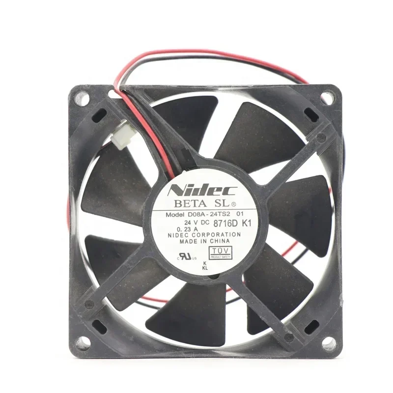 Nidec D08A-24TS2 8025 80x80x25mm 8cm 24V DC 0.23A 2-Lines 5.52W 57CFM 4250RPM Square Server Axial Fan