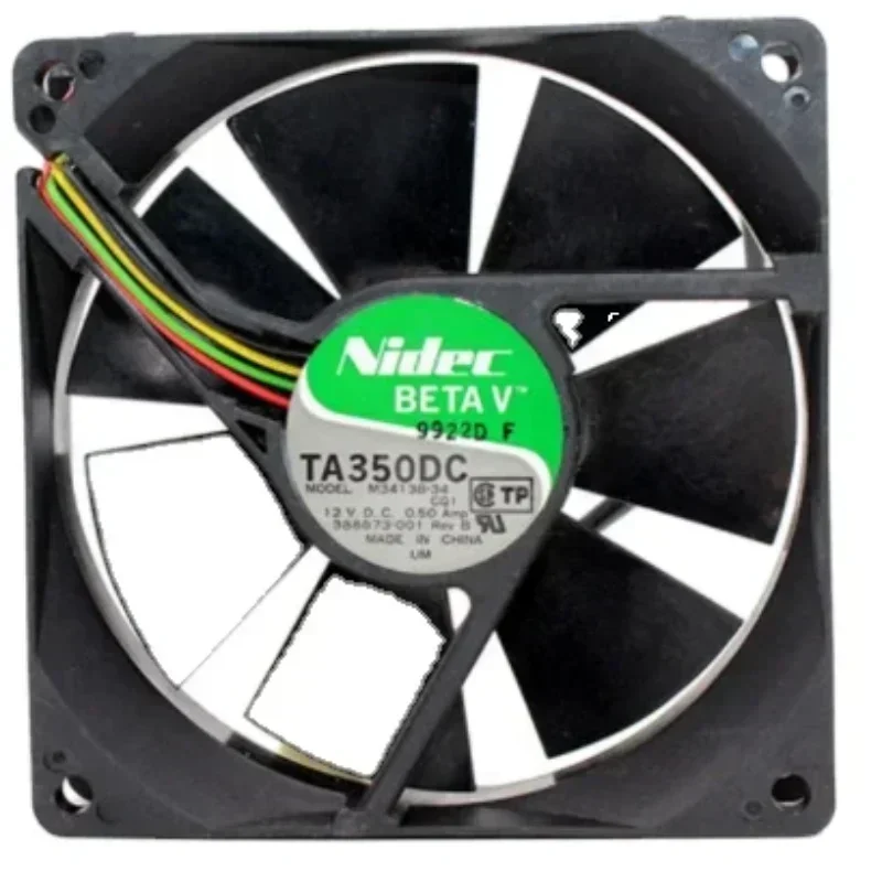 NIDEC TA350DC M34138-34 92x92x25mm 9225 9cm 42CFM 4500RPM 12V DC 0.50A Schneider Axial Fan TA350DC M34691-33 NIDEC TA350DC M34138-34 92x92x25mm 9225 9cm 42CFM 4500RPM 12V DC 0.50A Schneider Axial Fan TA350DC M34691-33