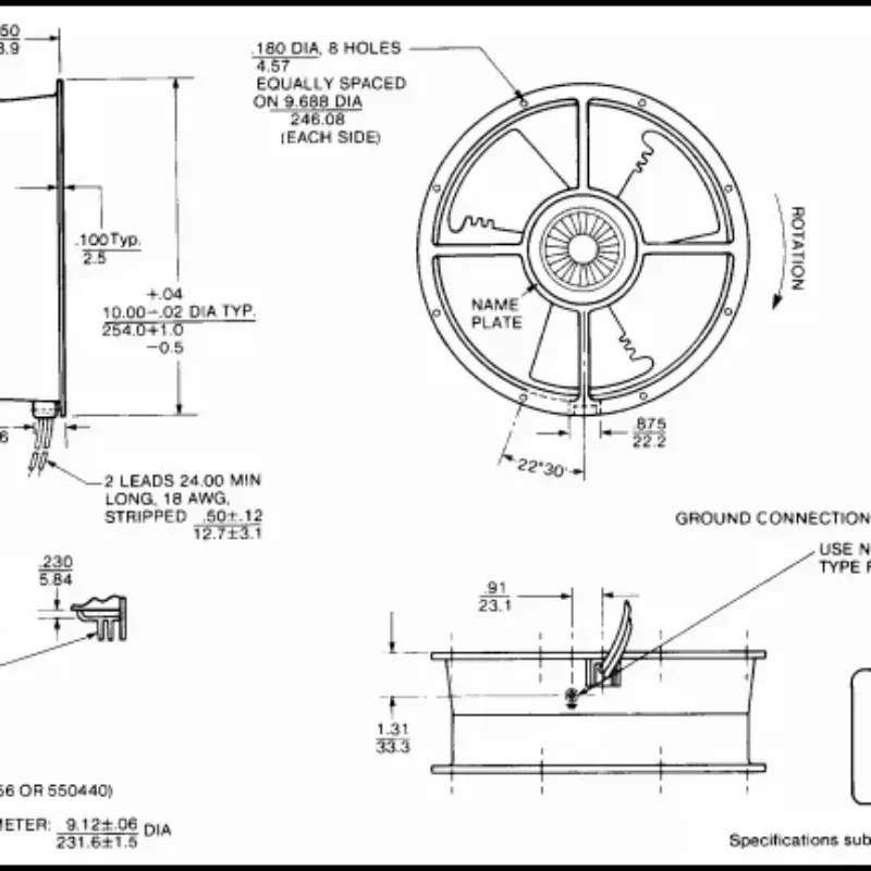 Comair Rotron CLE2T2 Caravel 115V AC 254x89mm 25489 67W 1400rpm 1.0A 455CFM Axial Fan Comair Rotron CLE2T2 Caravel 115V AC 254x89mm 25489 67W 1400rpm 1.0A 455CFM Axial Fan