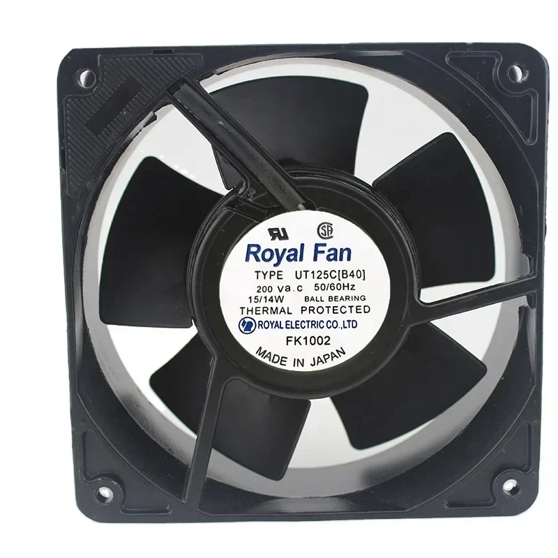 Royal Fan UT125C 200V AC 15/14W 2750RPM 119x119x38mm 12cm 2750RPM 130CFM Axial Fan Royal Fan UT125C 200V AC 15/14W 2750RPM 119x119x38mm 12cm 2750RPM 130CFM Axial Fan